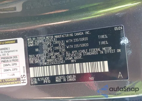 2025 Lexus Nx 350H Base/350H Premium/350H Luxury from USA, damaged, VIN 2T2HKCEZ4SC032461